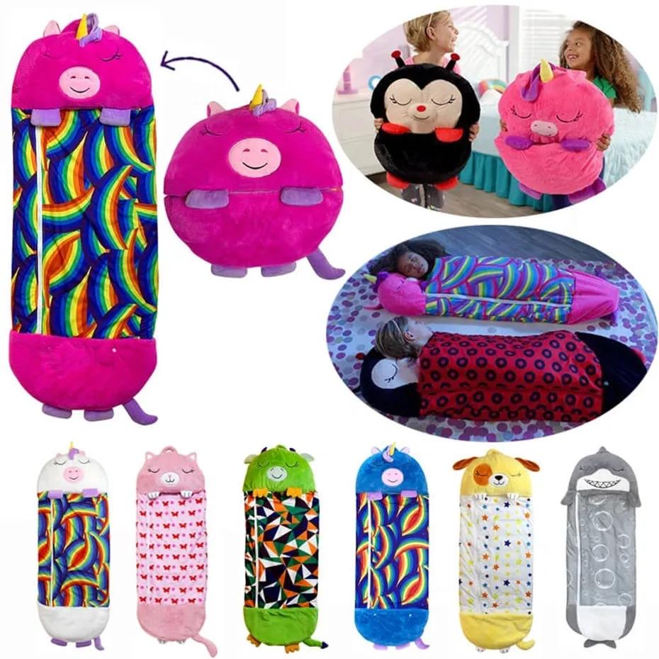Sac de nuit peluche enfant avec oreiller inclus - Sac couchage bébé animaux doux cadeau anniversaire