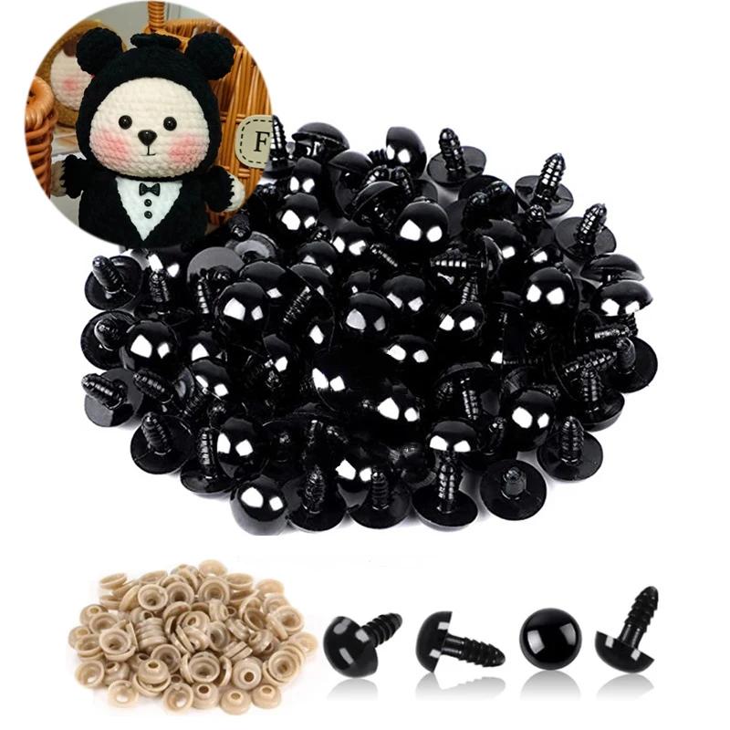 100 pièces 5/6//7/8/9/10/12/14/18/20mm yeux de sécurité en plastique pour jouets bricolage mélange t