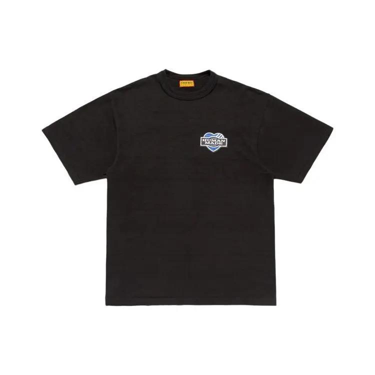 T-shirt à manches courtes à double col imprimé canard sur la poitrine HUMAN MADE FW25 pour hommes et