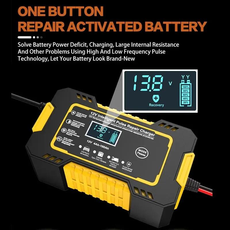 Chargeur de batterie de voiture entièrement automatique SnapFull, chargeurs de réparation d'impulsio