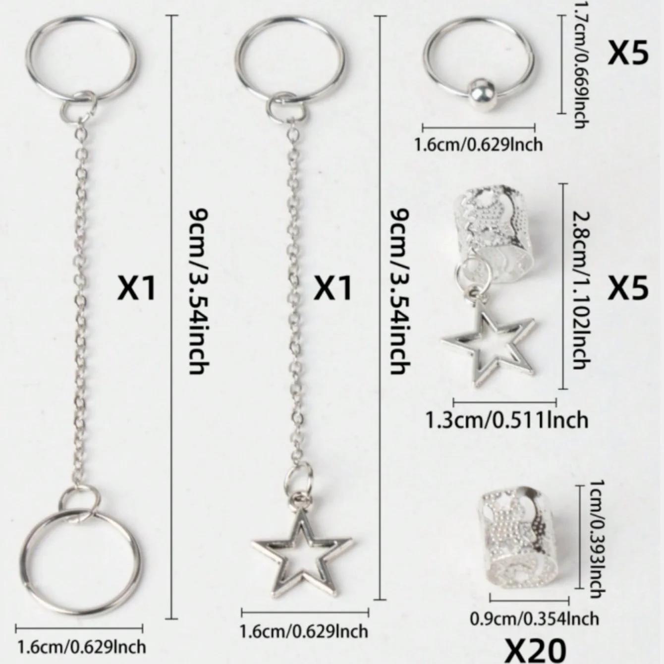 Tresses de cheveux Star Dreadlock, 32 pièces, manchettes et décorations tressées, accessoires pour c