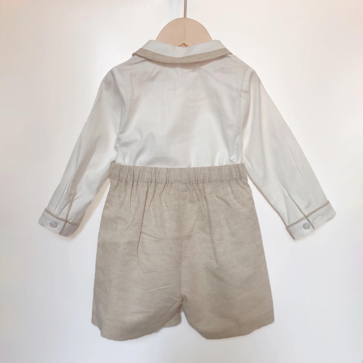 Ensemble de vêtements de boutique pour enfants, coton, lin, ingent, manches longues, tenue trempée, 