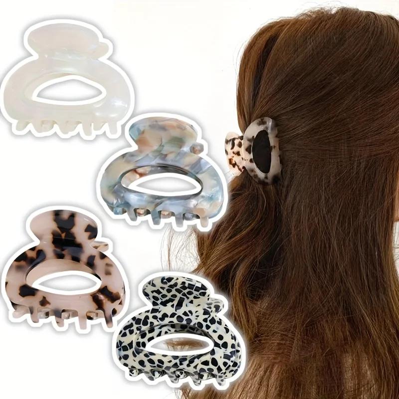 Pince à cheveux ovale élégante et douce pour femmes, accessoires pour cheveux à poignée sécurisée, q
