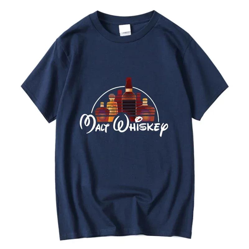 T-shirt d'été pour hommes 100% coton drôle malte whisky imprimé été ample col rond Cool T-shirt pour
