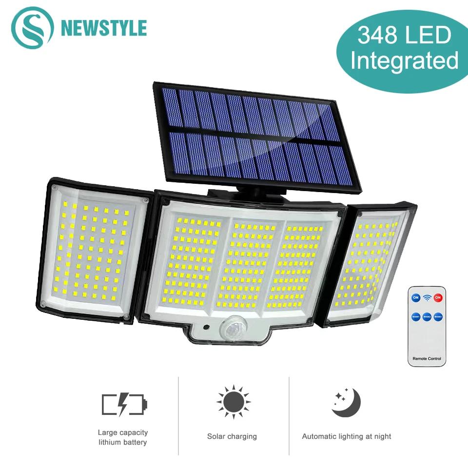 Lumière solaire extérieure 328/348 LED, capteur de mouvement Super lumineux intégré, forte puissance