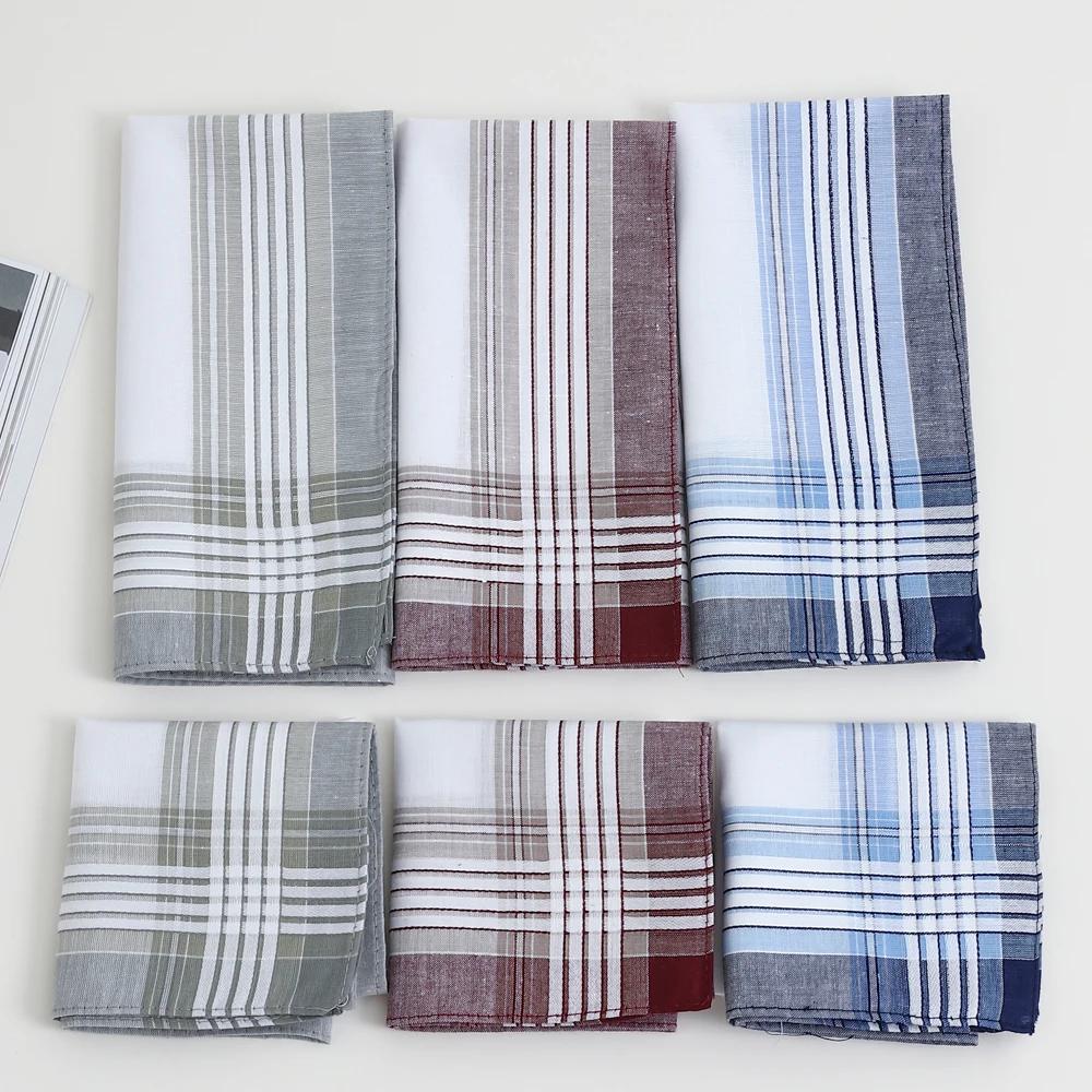 Mouchoirs en pur coton teint en fil pour hommes, mouchoirs à carreaux classiques, souvenirs du marié