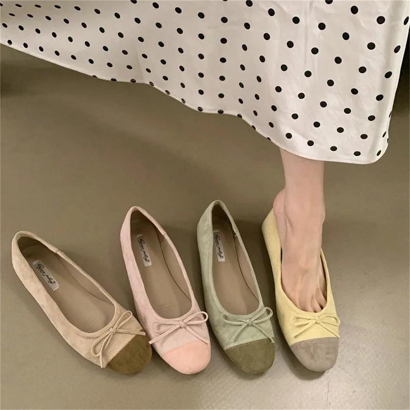 Bailamos 2026 – Nouvelles Ballerines Décontractées pour Femmes en Velours Doux, Élégantes, à Bout Ro