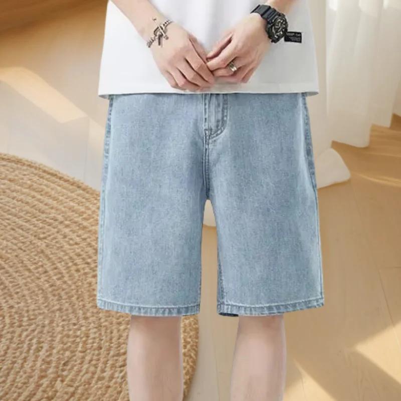 Shorts en jean bleu pour hommes, style Jorts, coupe ample, Harajuku, streetwear, Y2K, unisexe, overs