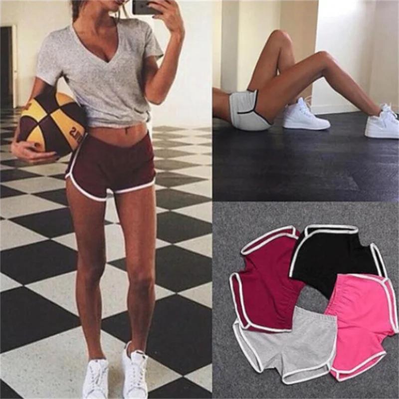 Short de sport pour femmes, couleur bonbon, Anti-vide, slim, décontracté, taille élastique, pantalon