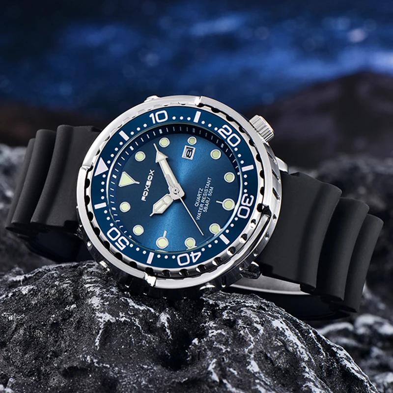 FOXBOX-Montre de plongée étanche pour homme, montre-bracelet à quartz, montres de sport, date, horlo