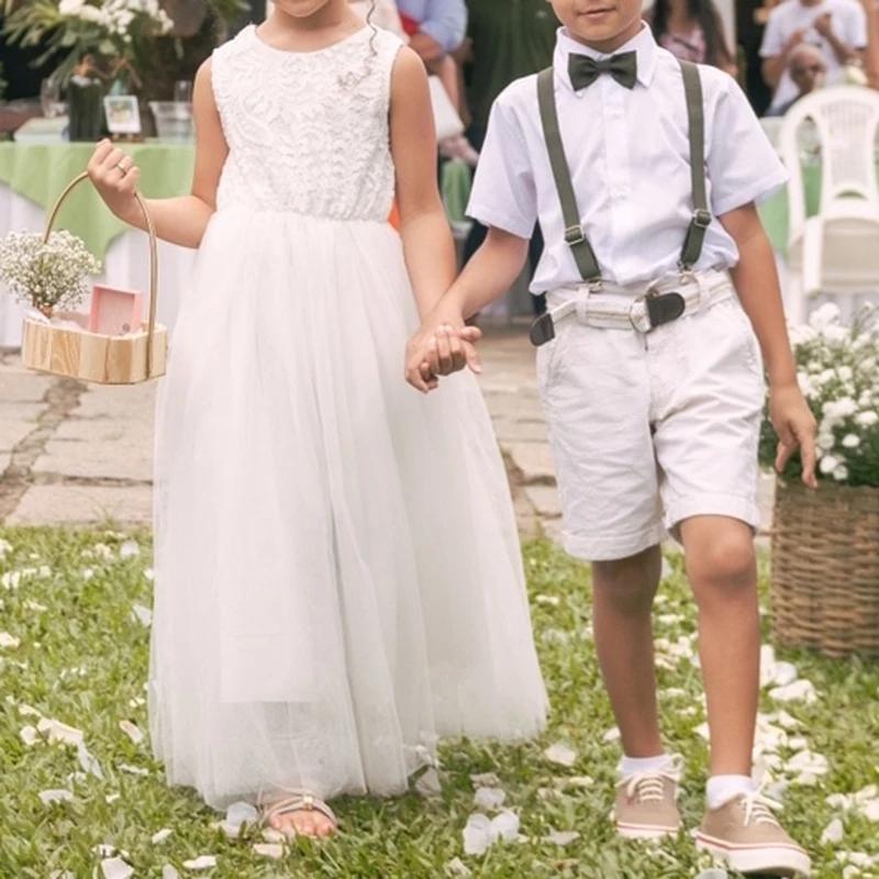 Nouvelle robe de fille de fleur bébé enfants été princesse fête dentelle robes d'anniversaire de mar