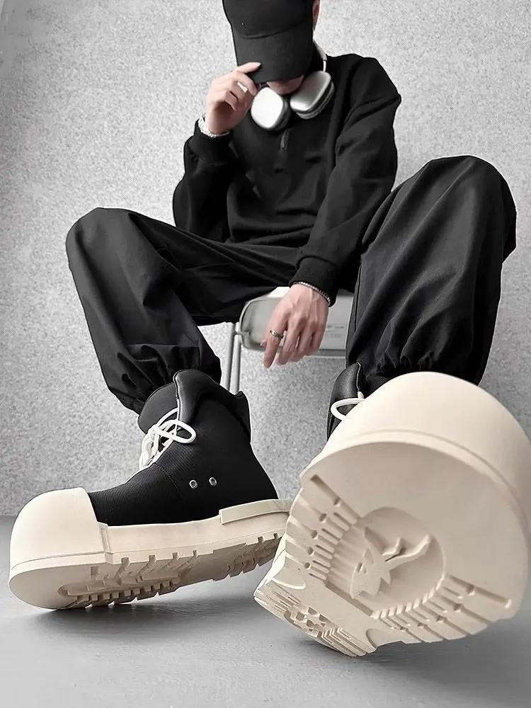 Niche Couple pain à la mode grande tête haut hommes et femmes plate-forme rehaussant bottes américai
