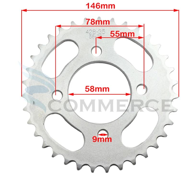 Pignon Arrière de Moto 428 35 Dents 35 T 58MM, 428-35T pour Façades RL Pit D343, Pièces de Moteur de