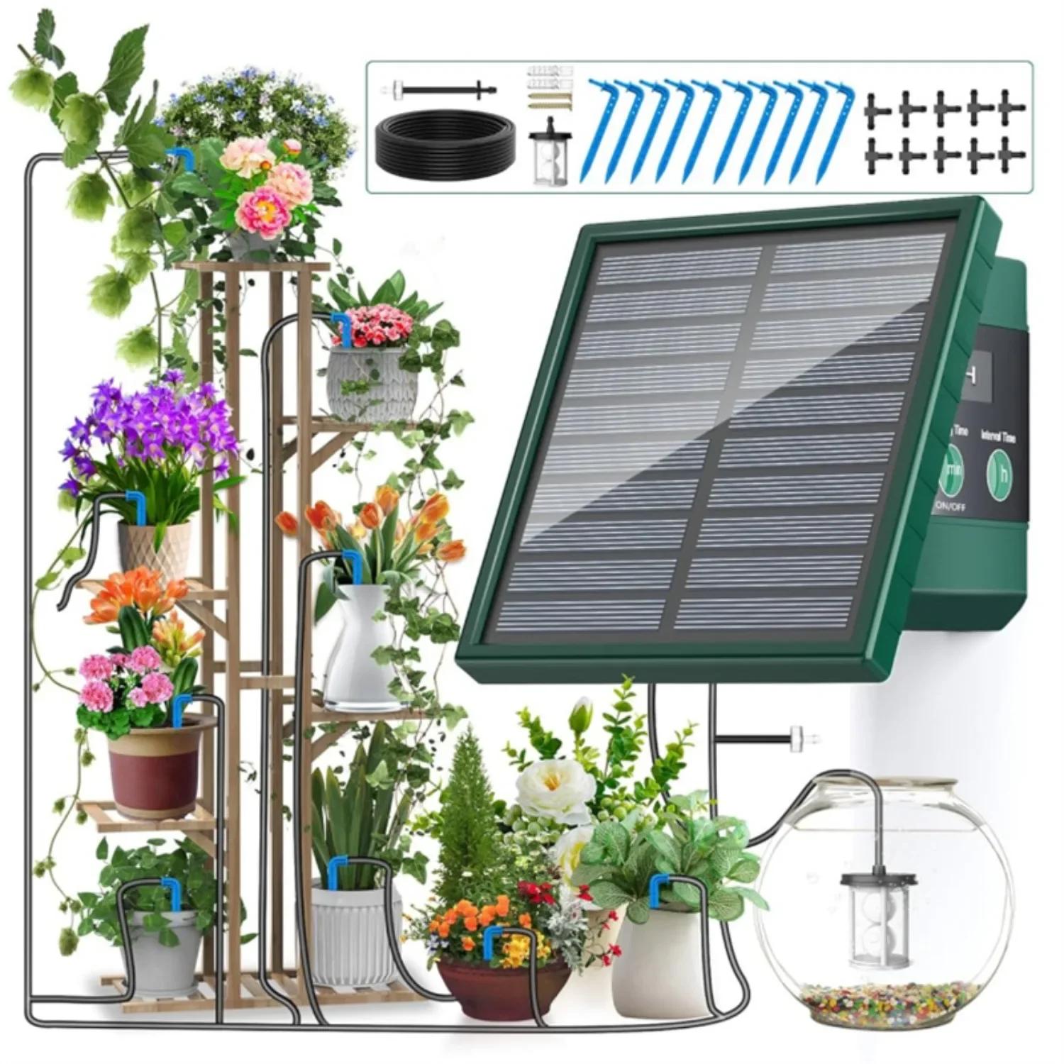 Système d'irrigation goutte-à-goutte solaire automatique, pour jardin, balcon, bricolage, tuyau d'ar
