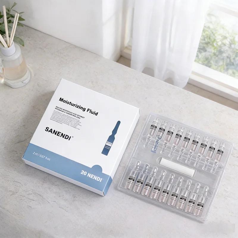 Ampoule multi-peptides d'acide hyaluronique Centella Glutathion, lignes fines, fluide hydratant, rép