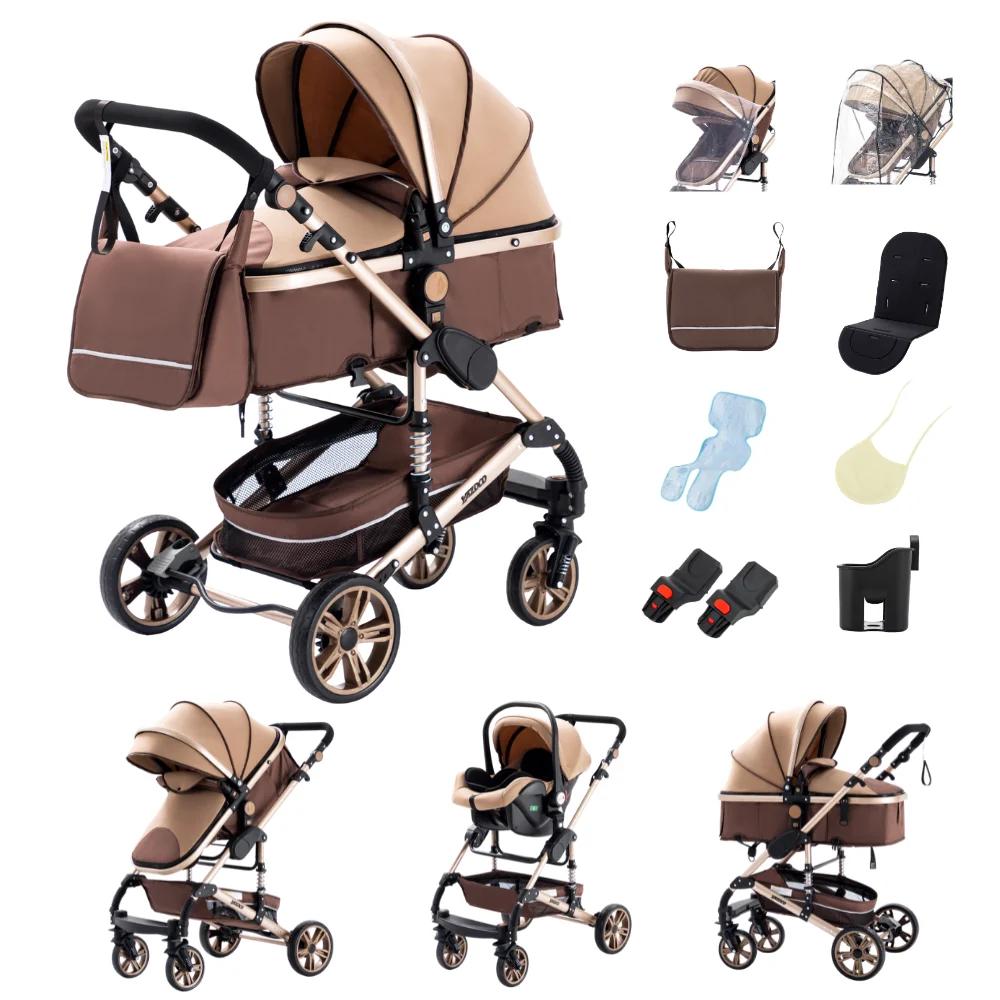Poussette multifonctionnelle 3 en 1, système de voyage combiné, poussette compacte pour nouveau-nés