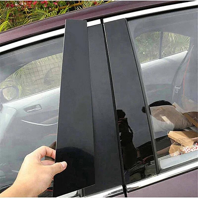 Autocollants de couverture de garniture de pilier de fenêtre de porte de voiture, 6 pièces, pour BMW