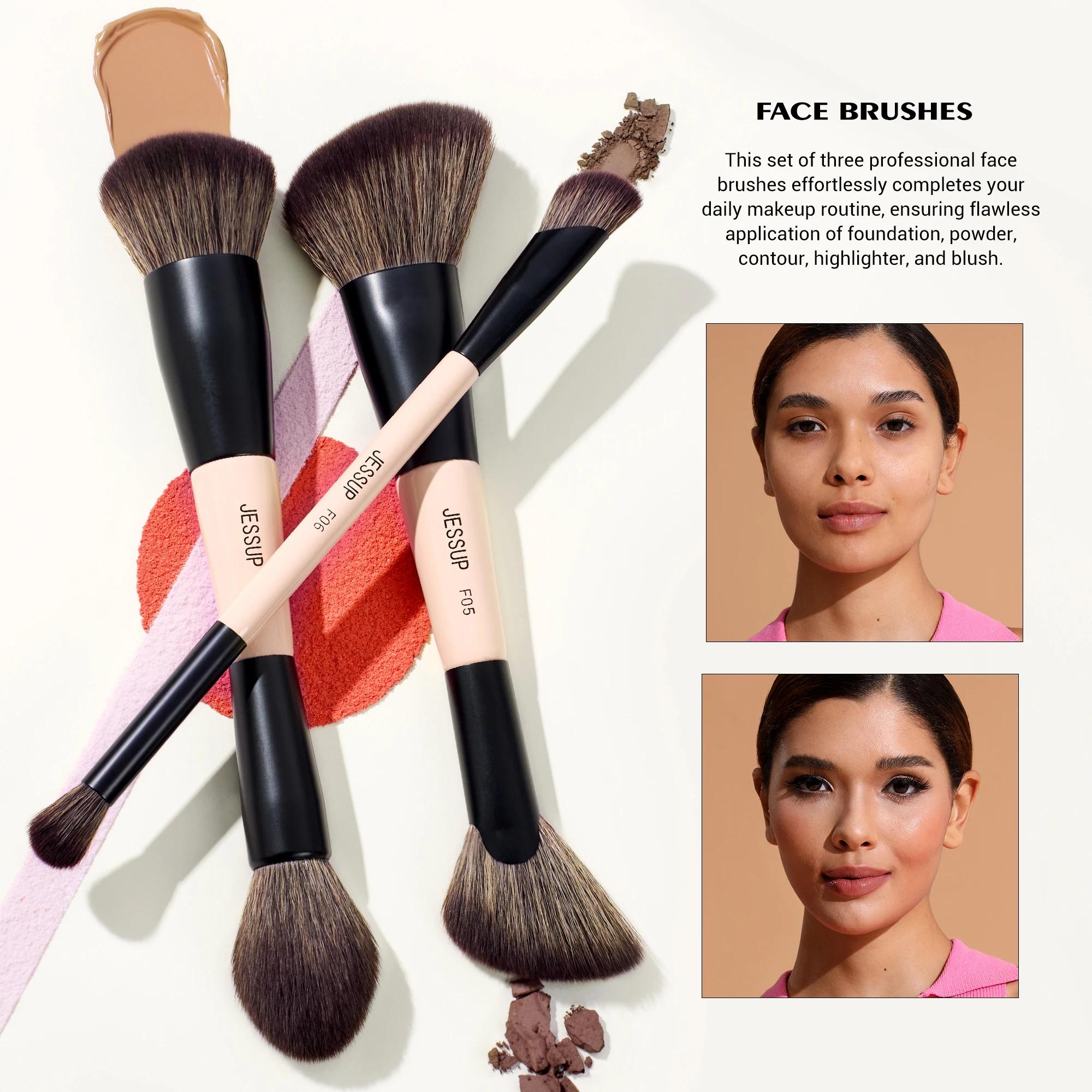 Jessup-Ensemble de pinceaux de maquillage double face, 3/5/7pcs, pour fond de teint, fard à barrage,