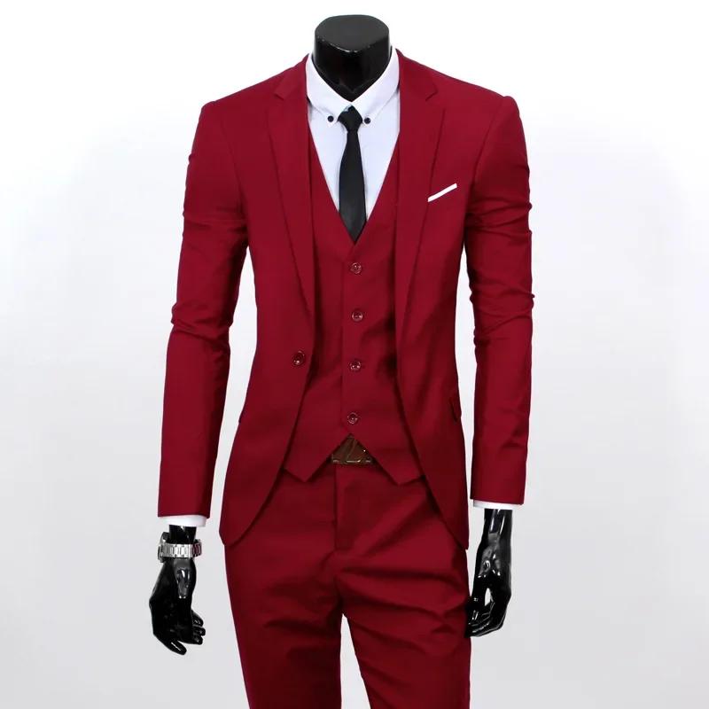 Costume trois pièces pour hommes, coupe cintrée, un bouton, pour le travail, polyvalent, Business, d