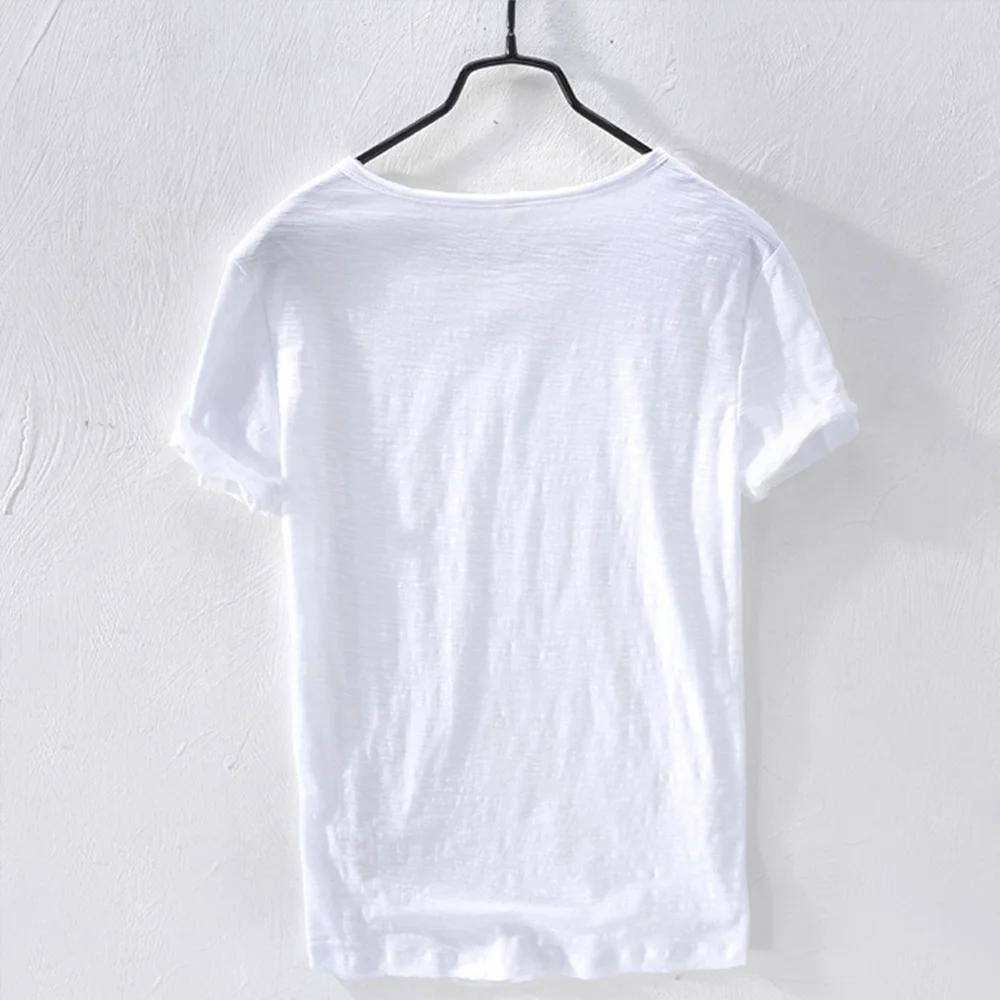 Nouveaux hommes T-Shirt couleur Pure col en V à manches courtes hauts T-Shirts hommes T-Shirt 10 cou