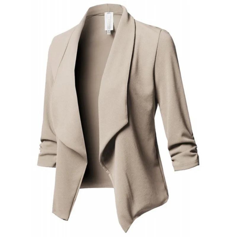 Veste de Blazer Rétro pour Femme, Costume, Manteau Féminin, Blazers d'Avocat, Oupillar, Cardigan Cou