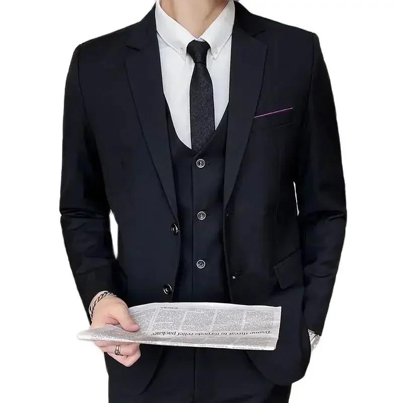Costume (Blazer + gilet + pantalon) pour hommes, mode décontractée, extérieur, pour hommes d'affaire