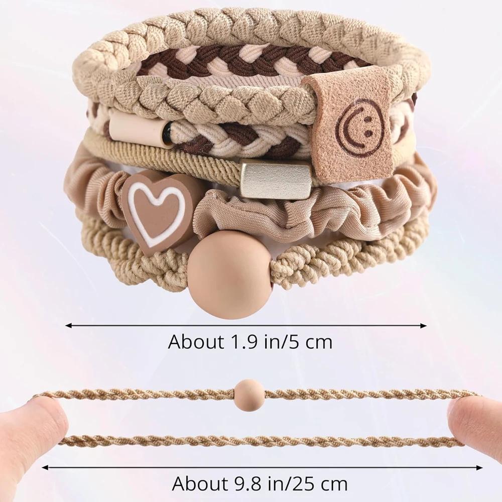 5 pièces/ensemble Styles mixtes attaches de cheveux haute élastique en forme de coeur élastique femm