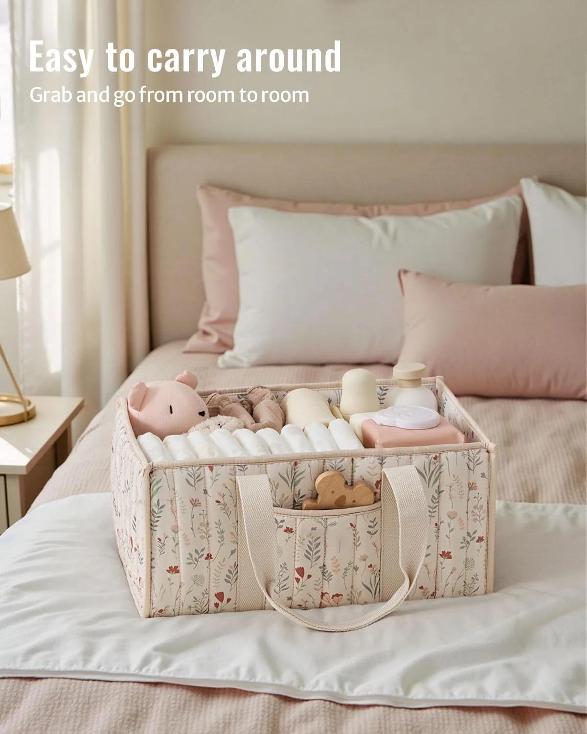 Organisateur de caddie à couches, panier de rangement élégant pour pépinière, cadeau pour réception-