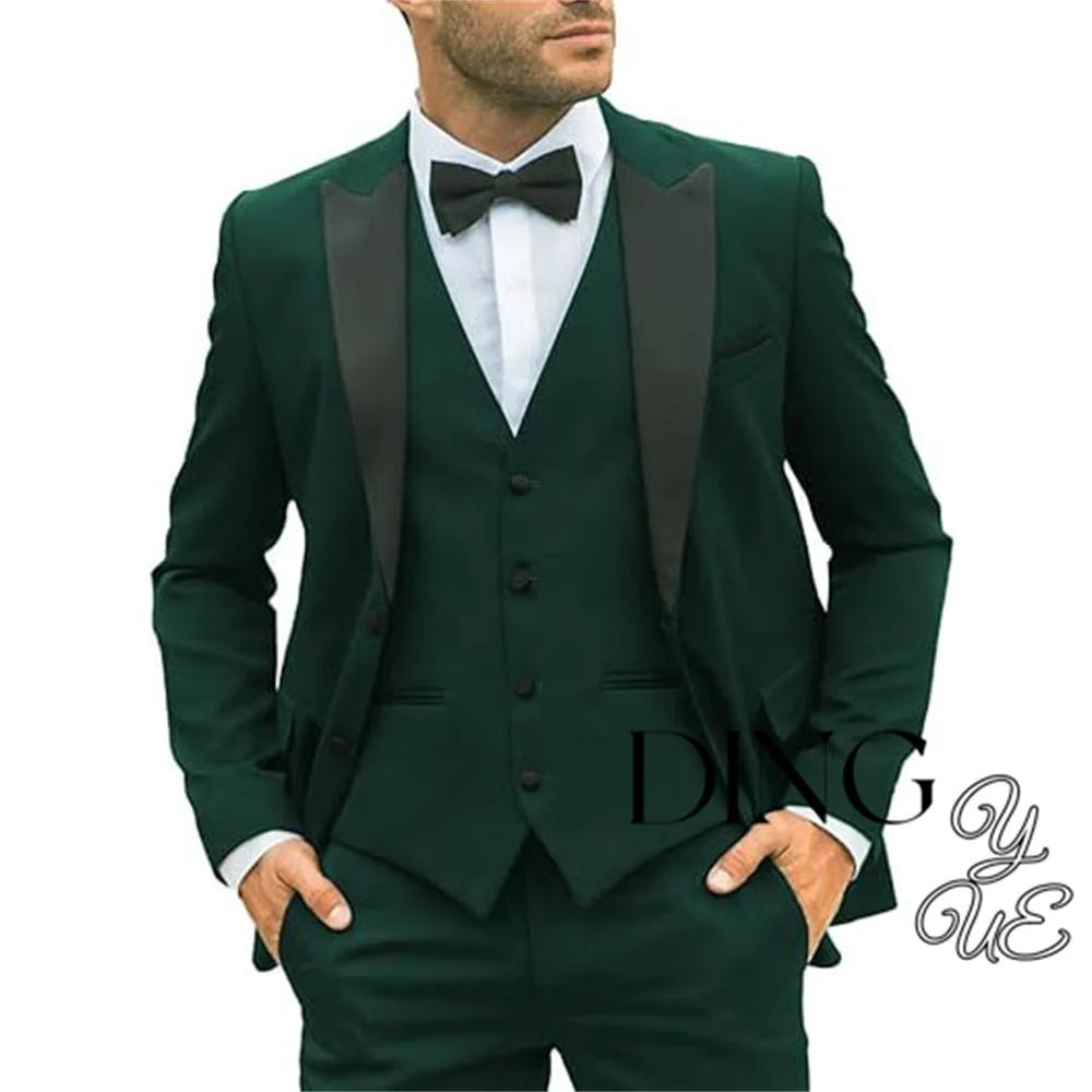 Costumes pour hommes à la mode, coupe régulière, Tuxedos 3 pièces, Blazer à revers, gilet et pantalo