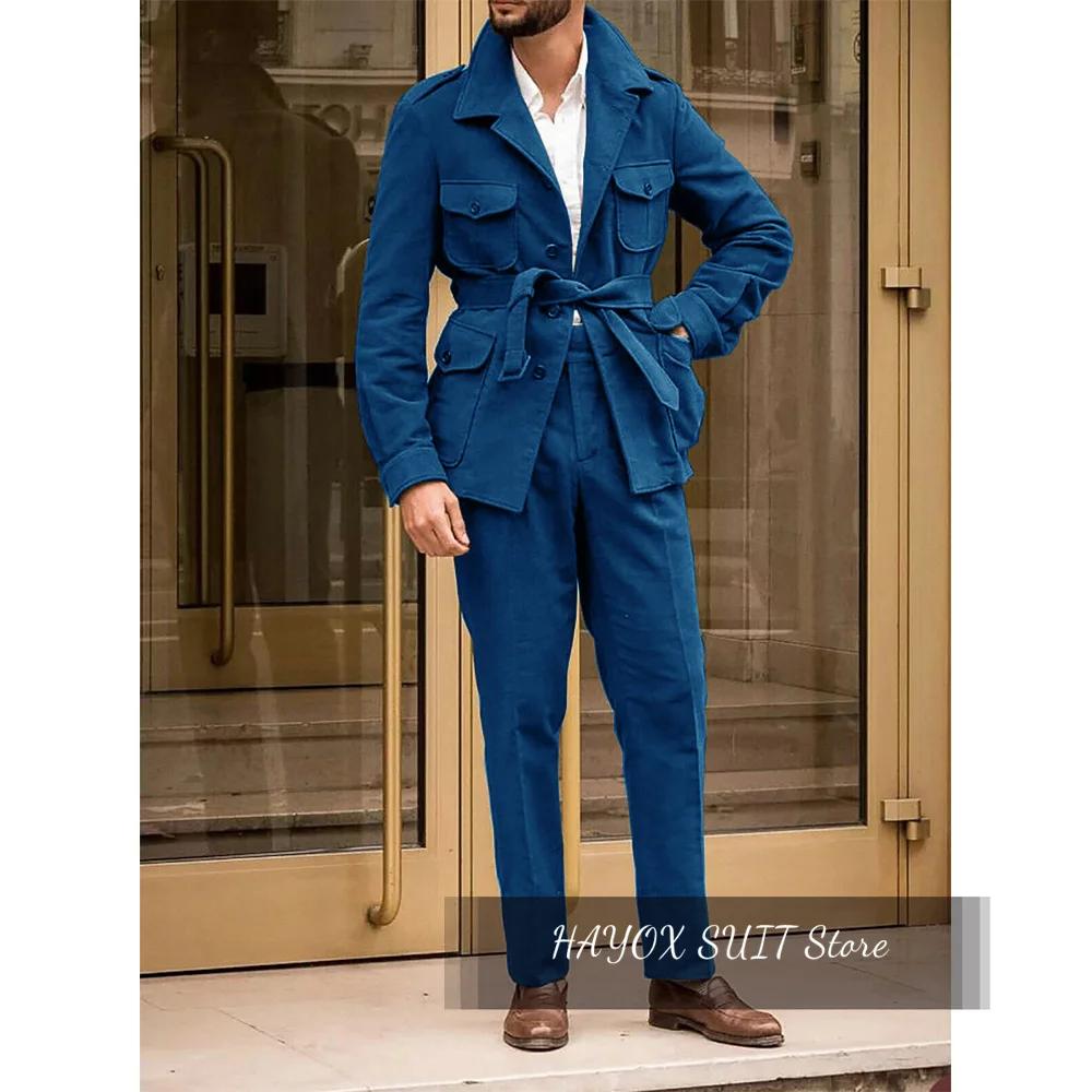 Manteau de html Vintage en Laine Verte pour Homme, Veste Slim, Pantalon Élégant, Tenue Décontractée,