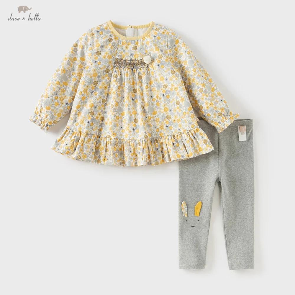 Dave Bella enfants doux mignon imprimé fleuri pantalon ensemble filles bébé automne mode décontracté