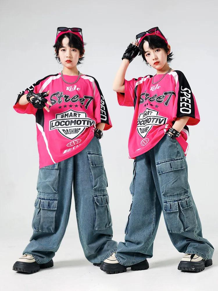 Tenue de performance de danse urbaine pour enfants, ensemble de vêtements en jean hip-hop pour garço