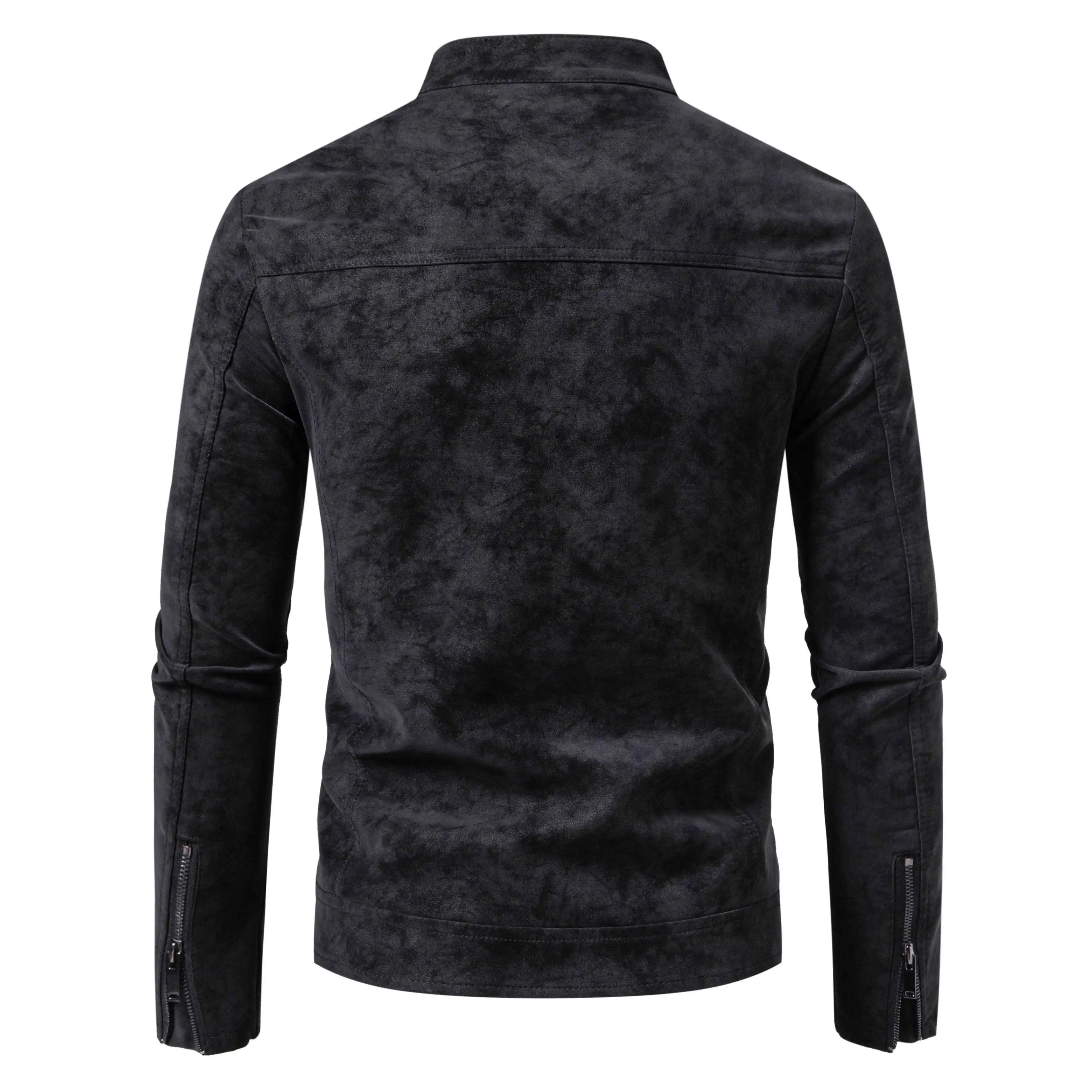 Blouson moto vintage slim fit pour homme, décontracté, à manches longues, coupe ajustée, pour l'auto