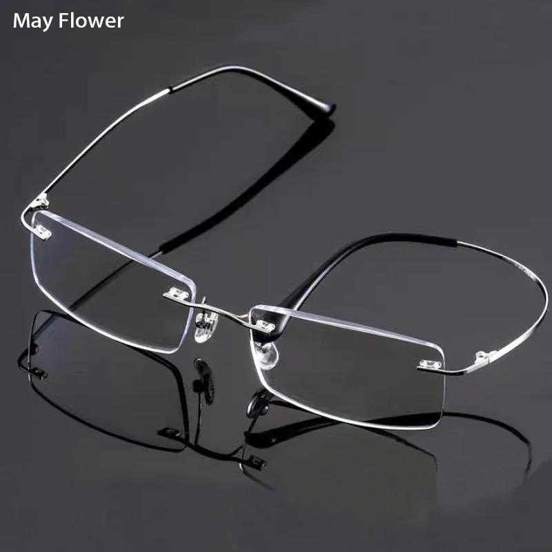 May Flower-Lunettes de lecture sans monture en titane pour hommes et femmes, blocage de la lumière b