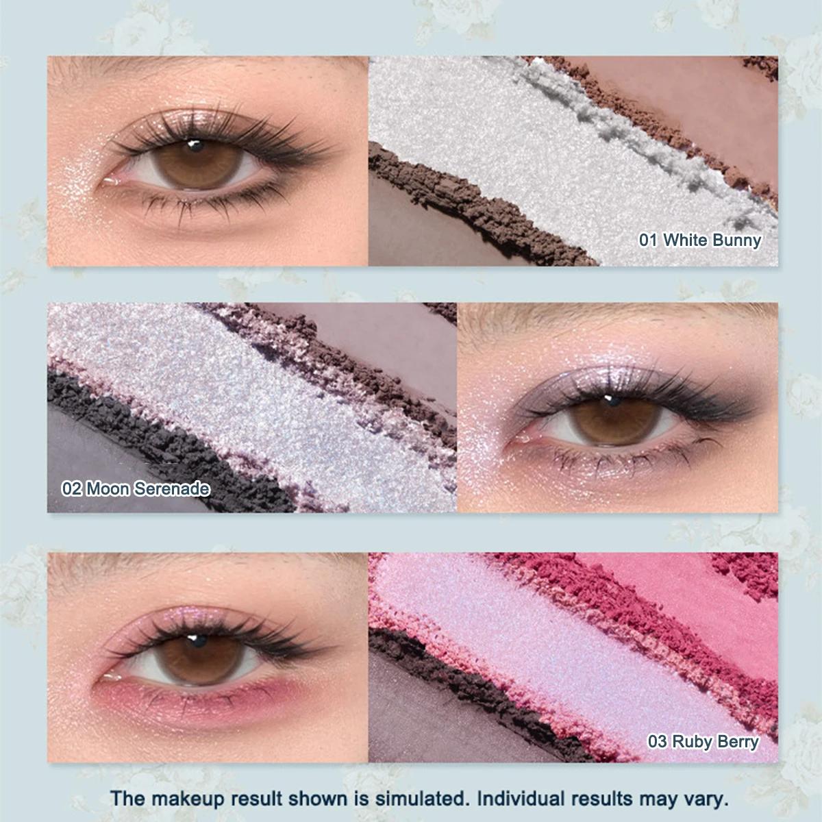 Palette de maquillage Flower Knows Bunny Garden 6 couleurs, blush, illuminateur, thème lapin mignon 