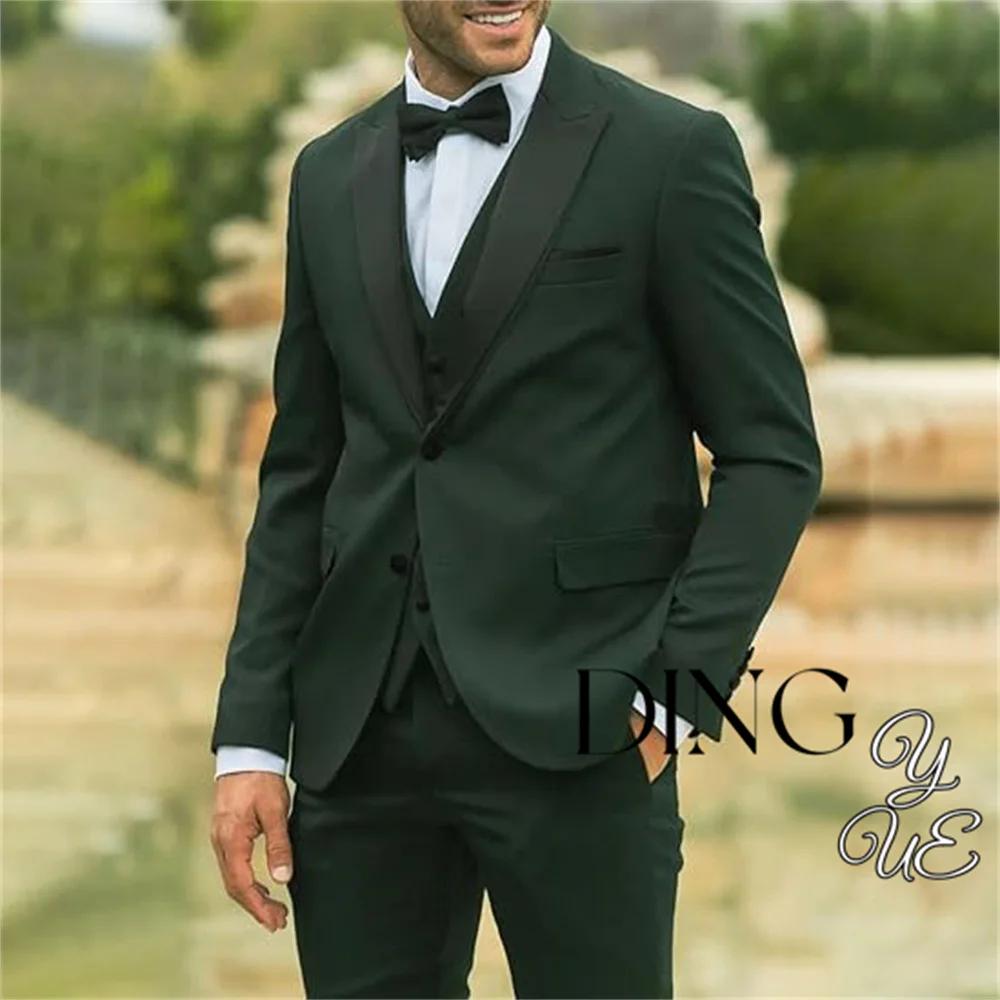 Costumes pour hommes à la mode, coupe régulière, Tuxedos 3 pièces, Blazer à revers, gilet et pantalo