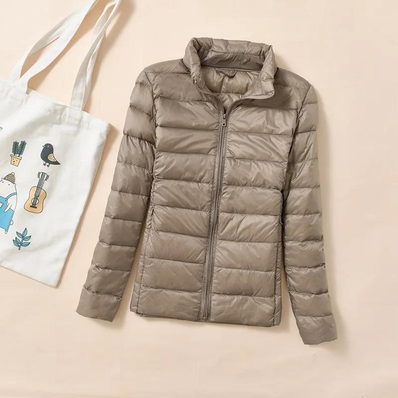 Femmes léger court matelassé canard doudoune plume bouffante Parkas Plus pardessus coupe-vent hiver 