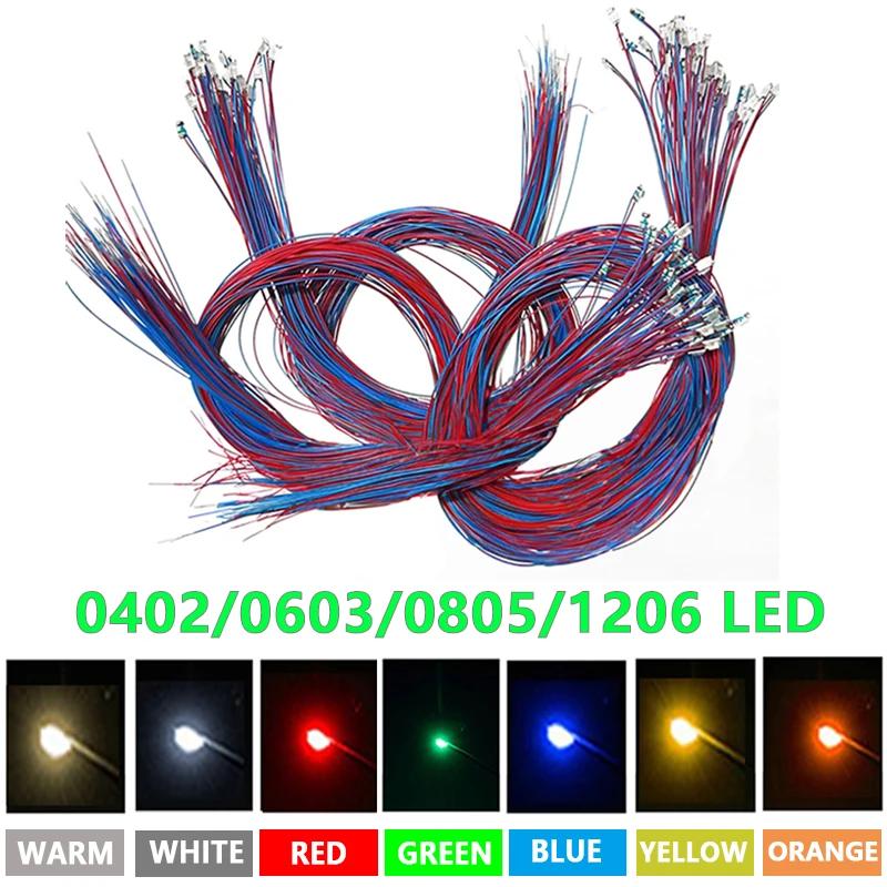 Lampe LED SMD 0402 0603 0805 1206, 10 pièces, Kits de modèles ferroviaires, lumière jouet 3V 30cm, D