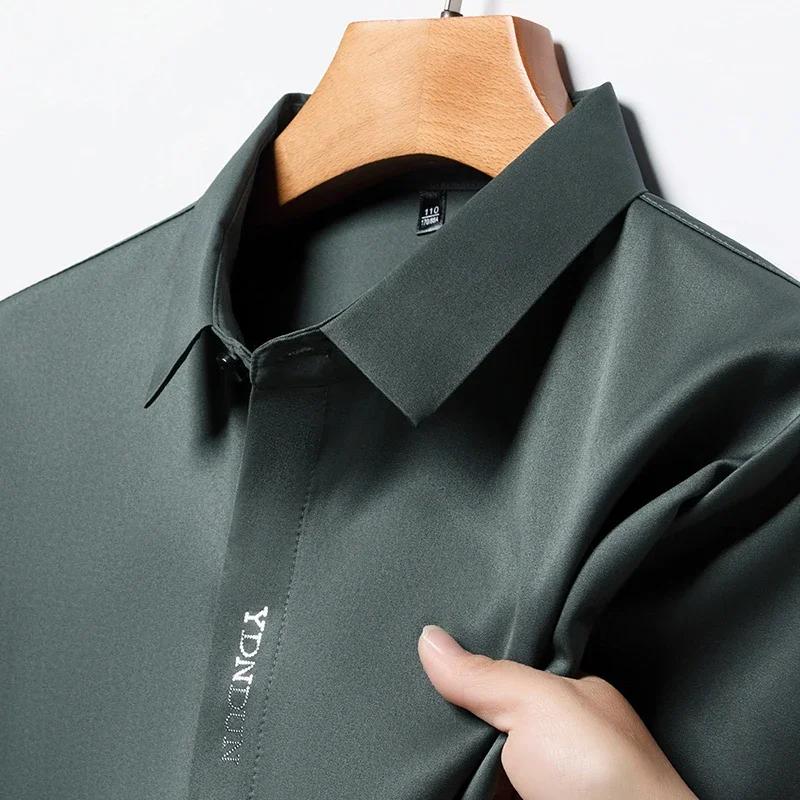 Chemise d'affaires déformable à manches courtes pour hommes, haut décontracté, document solide, conf