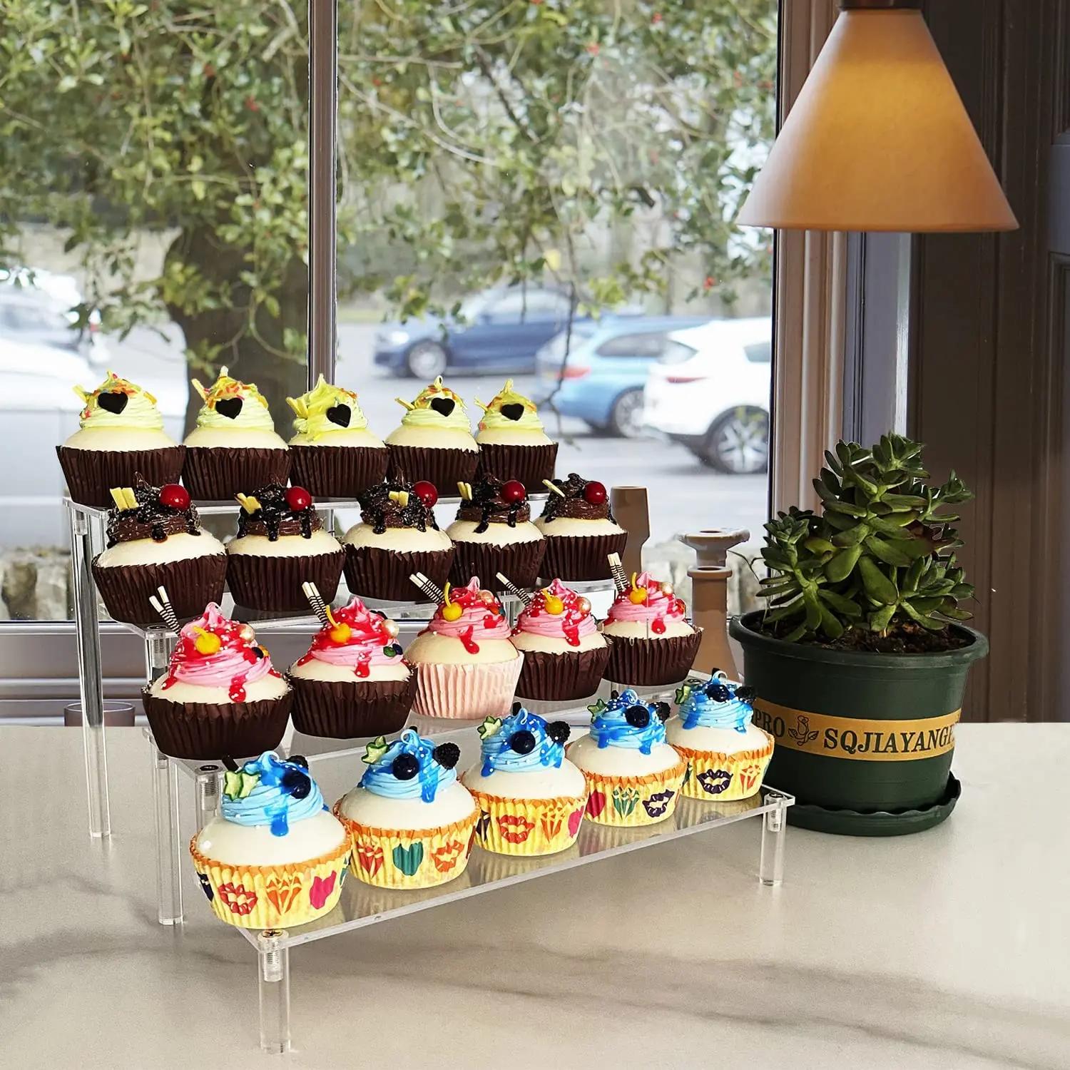 Présentoir en acrylique à 1 à 5 niveaux, support d'affichage transparent pour cupcakes, décor de pou