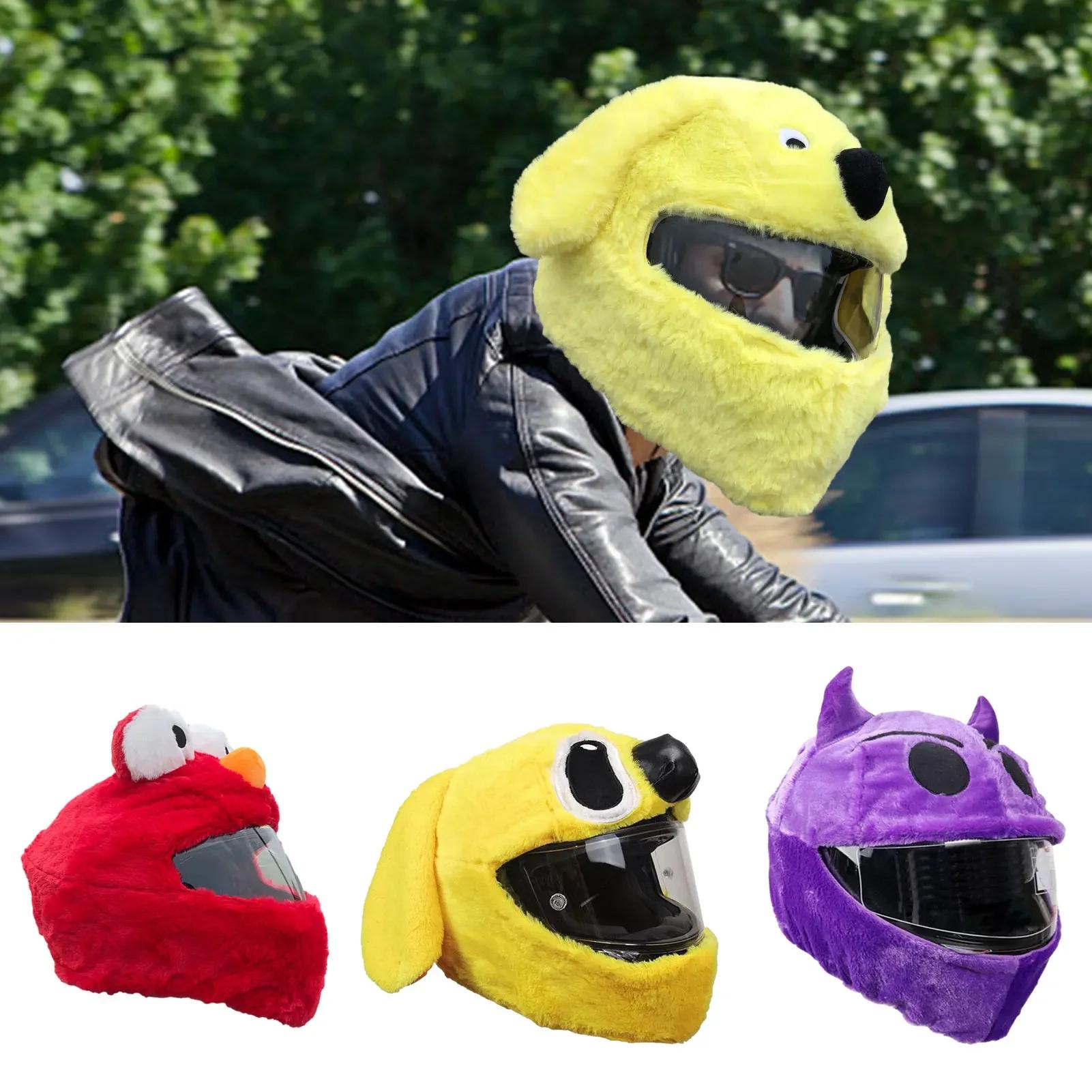 Housses de casque de moto, couverture de protection complète, en peluche, dessins animés amusants, p