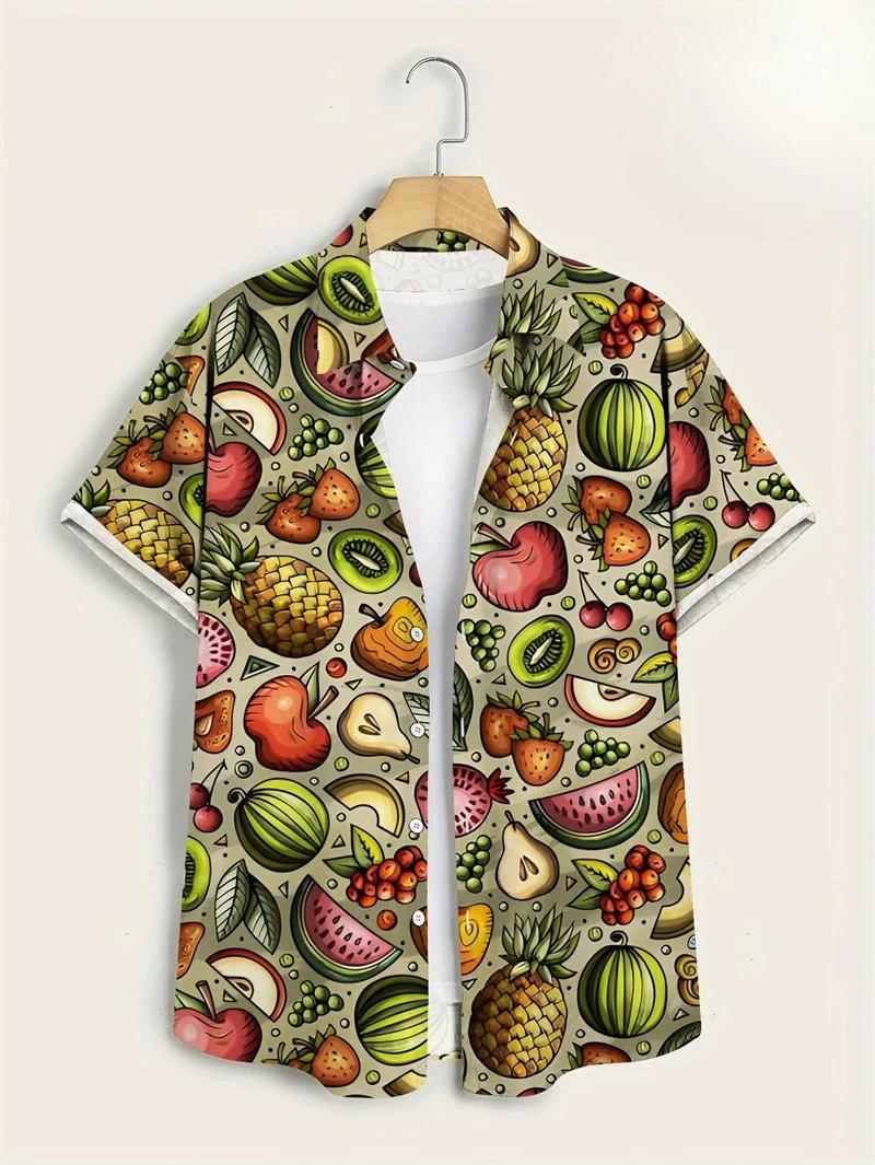 Chemise hawaïenne pour hommes abstraite banane ananas impression 3D t-shirt 2025 drôle fruits été Bl