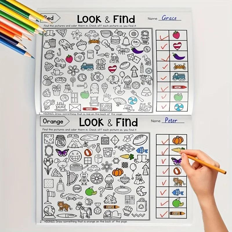 Livre de coloriage d'objets cachés pour enfants, contient plus de 100 activités de recherche et de c