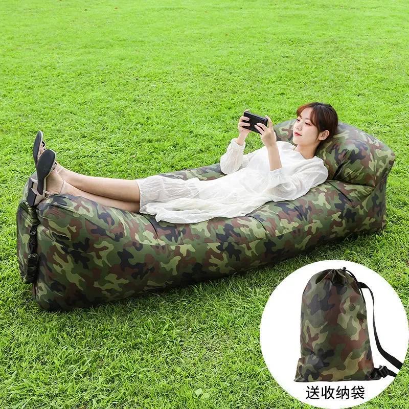 Canapé gonflable rapide pour camping, chaise longue à air, sac de couchage de plage, portable, pliab