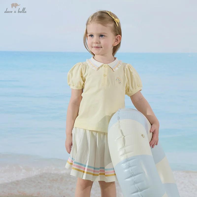 Dave Bella – demi-jupe pour enfants, ensemble deux pièces, jupe plissée d'été, décontractée, douce e
