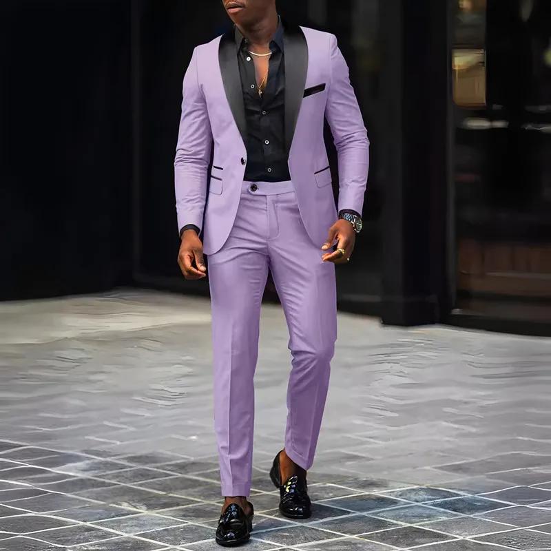 Costume 2 pièces pour hommes, adapté aux costumes d'affaires de mariage, ensembles vestes et pantalo