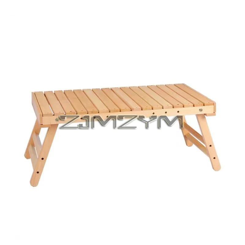 Table d'extérieur pliante en bois massif, Portable, pour Camping, randonnée, Barbecue, petite Table,
