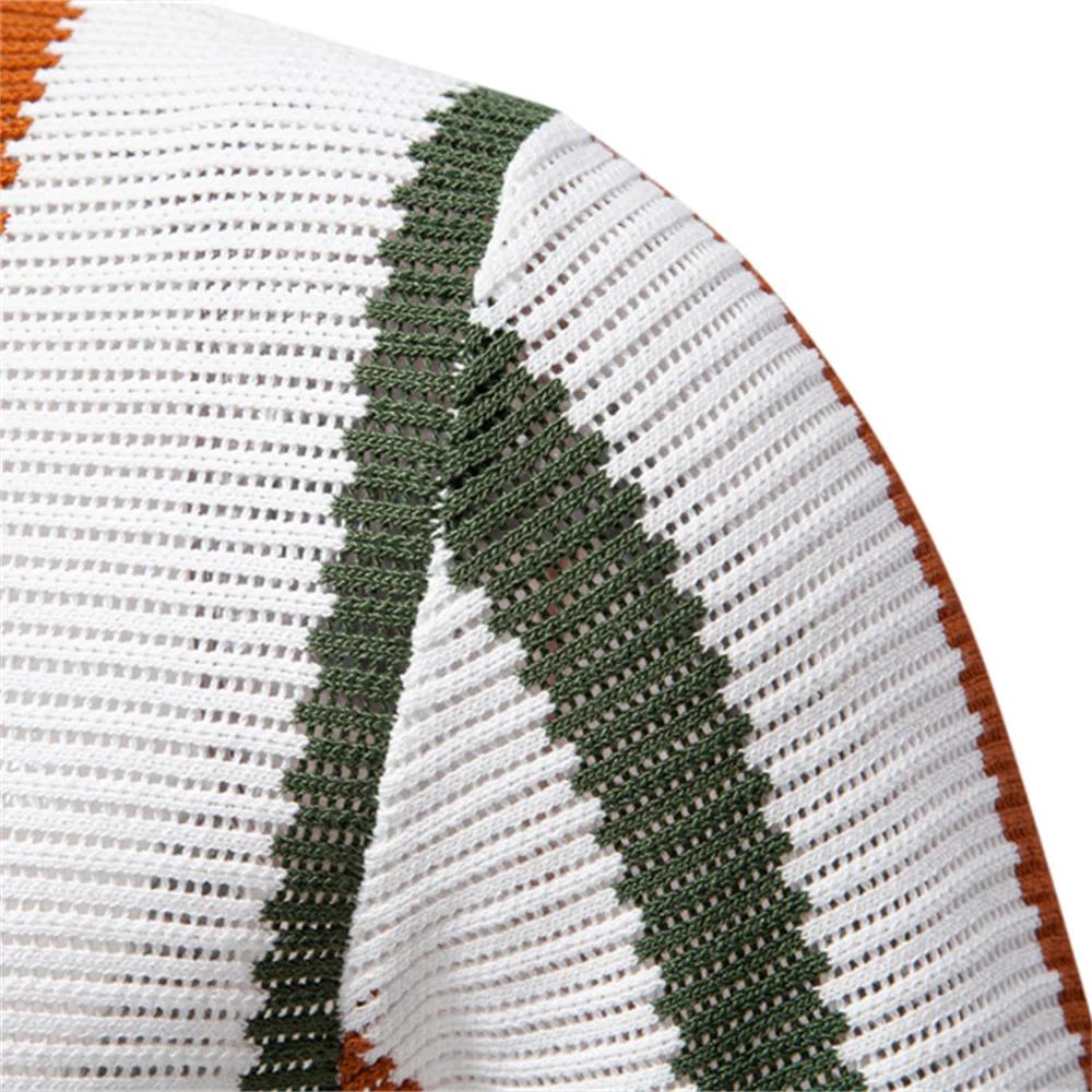 AIOPESON Polo en tricot côtelé pour homme pour tenue décontracté à rayures respirantes avec col conf