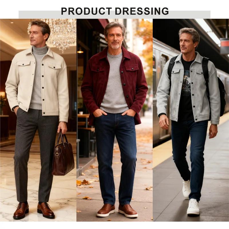 Veste courte en laine à col pour homme, automne et hiver, cardigan décontracté chic, avec poche poit