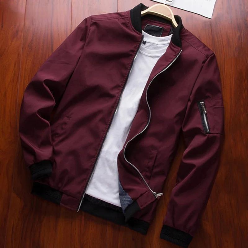 Hommes Bomber veste mince à manches longues vestes de baseball hommes coupe-vent fermeture éclair co